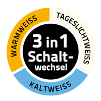 Logo 3-in-1 Schaltwechsel der Farbtemperatur Warmweiß/Tageslichtweiß/Kaltweiß